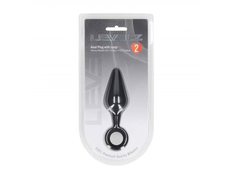 Silikonowy korek analny z pętlą Levelz M czarny 12 cm - 3