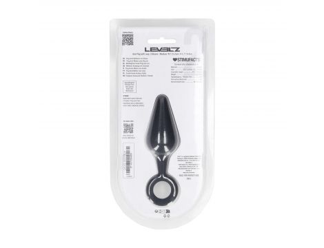 Silikonowy korek analny z pętlą Levelz M czarny 12 cm