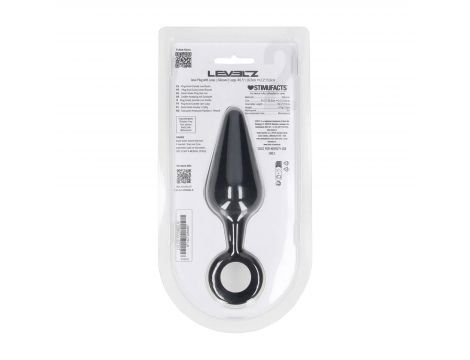 Korek analny silikonowy z pętlą Levelz L czarny 14 cm - 2