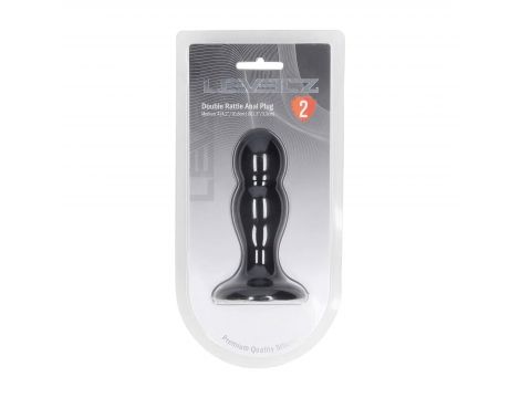 Podwójny korek analny z grzechotką silikonowy Levelz czarny M 11 cm
