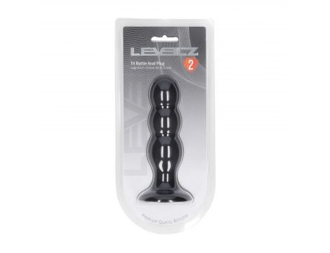 Korek analny potrójny z grzechotką Levelz silikonowy L czarny 13,5cm - 3
