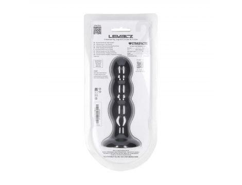 Korek analny potrójny z grzechotką Levelz silikonowy L czarny 13,5cm - 2