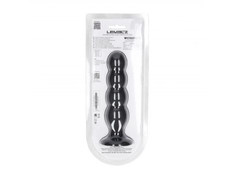 Korek analny silikonowy poczwórny z grzechotką Levelz XL czarny 16,5cm - 3