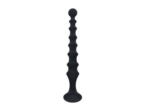 Sonda analna żebrowana Levelz silikonowa czarna 26,7 cm - 4
