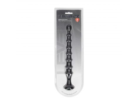 Sonda analna żebrowana Levelz silikonowa czarna 26,7 cm - 3
