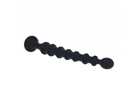 Sonda analna żebrowana Levelz silikonowa czarna 26,7 cm - 2