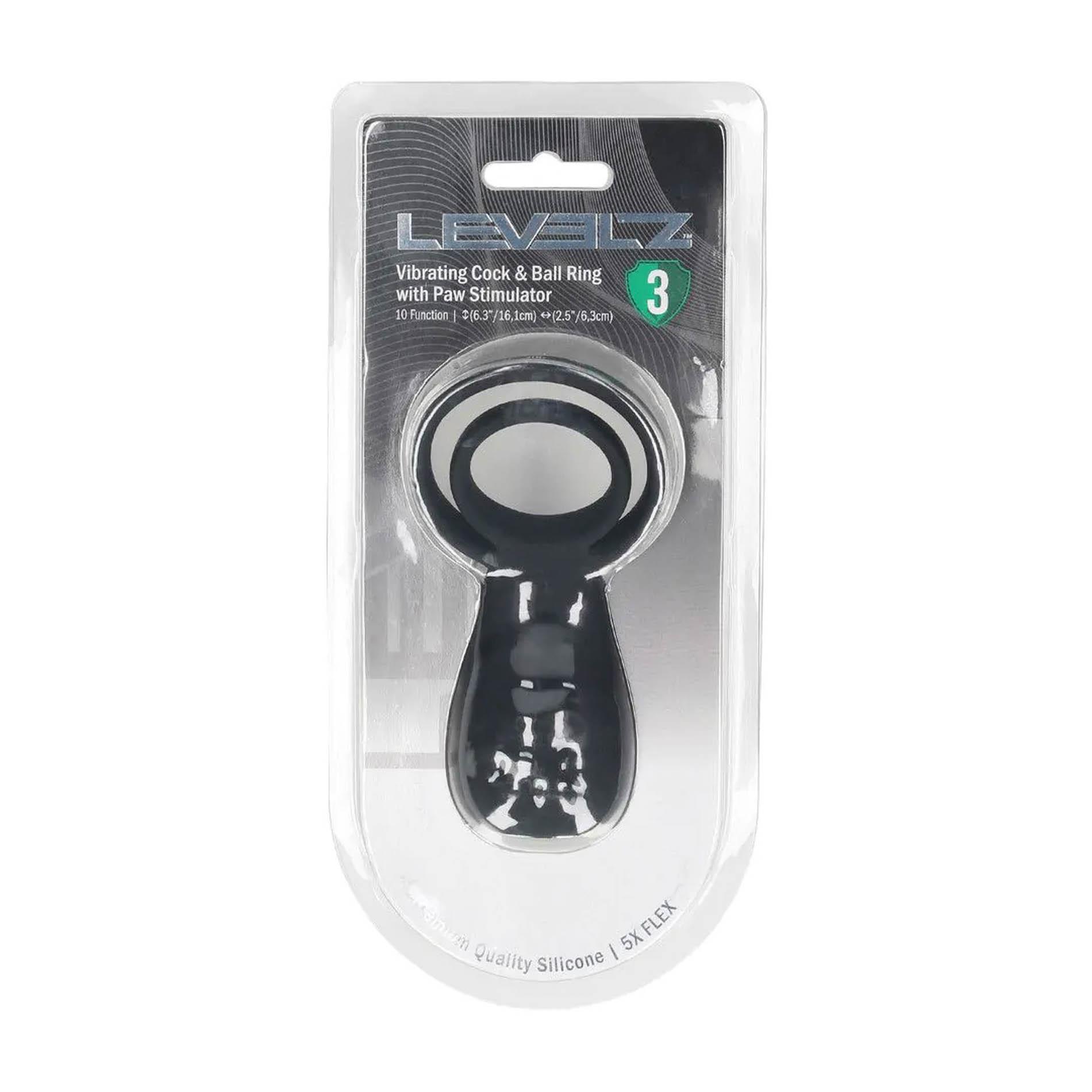 Vibrating Cock and Ball Ring with Paw Stimulator - Black