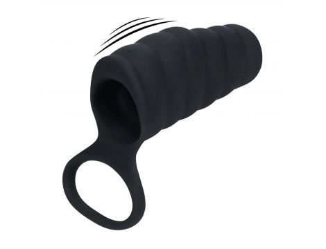 Nakładka wibrująca silikonowa żebrowana z pierścieniem Levelz czarna 4,3cm - 4