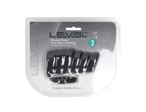 Nakładka wibrująca silikonowa żebrowana z pierścieniem Levelz czarna 4,3cm - 2