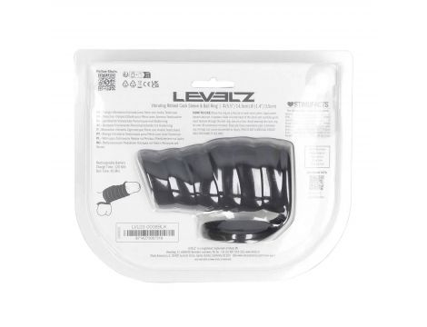 Nakładka wibrująca silikonowa żebrowana z pierścieniem Levelz czarna 4,3cm