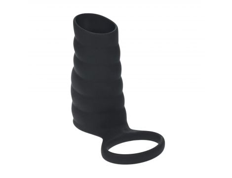 Nakładka wibrująca silikonowa żebrowana z pierścieniem Levelz czarna 4,3cm - 3