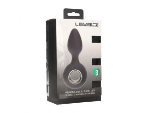 Vibrating Silicone Anal Plug with Loop - Black