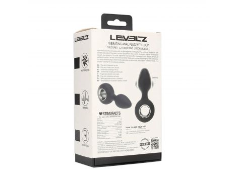 Vibrating Silicone Anal Plug with Loop - Black - 3