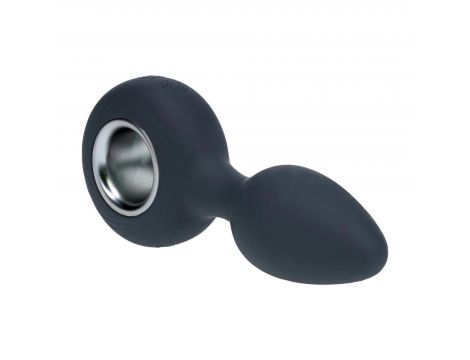 Vibrating Silicone Anal Plug with Loop - Black - 8