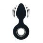 Vibrating Silicone Anal Plug with Loop - Black - 3
