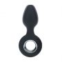 Vibrating Silicone Anal Plug with Loop - Black - 7