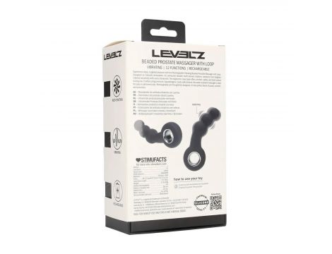 Masażer prostaty wibrujący koralikowy z pętlą silikonowy Levelz czarny 15cm - 4