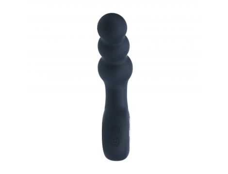 Masażer prostaty wibrujący koralikowy z pętlą silikonowy Levelz czarny 15cm - 3