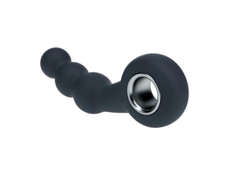 Masażer prostaty wibrujący koralikowy z pętlą silikonowy Levelz czarny 15cm - 7