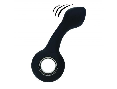 Wibrujący silikonowy masażer prostaty Levelz z pętlą czarny 14,5 cm - 2