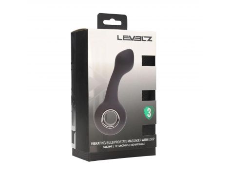 Wibrujący silikonowy masażer prostaty Levelz z pętlą czarny 14,5 cm - 4
