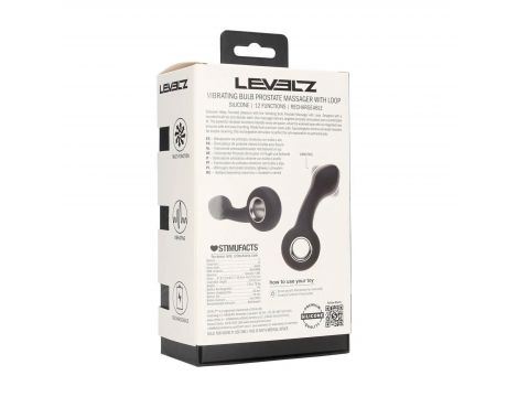 Wibrujący silikonowy masażer prostaty Levelz z pętlą czarny 14,5 cm