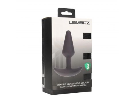 Wibrujący korek analny silikonowy Levelz M czarny 12 cm - 4