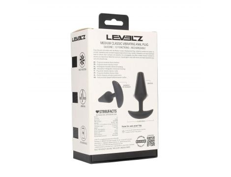 Wibrujący korek analny silikonowy Levelz M czarny 12 cm - 3