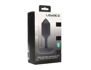 Wibrujący korek analny heksagonalny silikonowy Levelz L czarny 14 cm