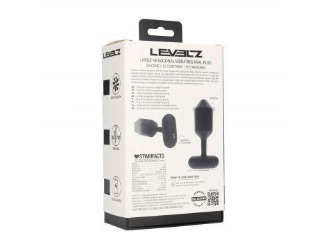 Wibrujący korek analny heksagonalny silikonowy Levelz L czarny 14 cm - 2