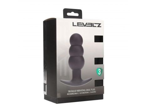 Wibrujący korek analny Tri Bulb silikonowy Levelz czarny USB - 2