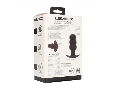 Wibrujący korek analny Tri Bulb silikonowy Levelz czarny USB