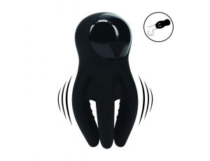 Digital Vibrating Silicone Penis Head Stimulator with Tentacles - Black