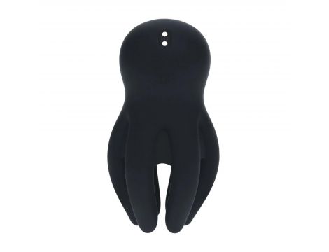 Digital Vibrating Silicone Penis Head Stimulator with Tentacles - Black - 8