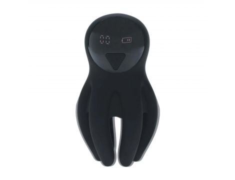 Digital Vibrating Silicone Penis Head Stimulator with Tentacles - Black - 5