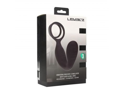 Wibrujący stymulator prostaty Levelz silikonowy z pierścieniem czarny