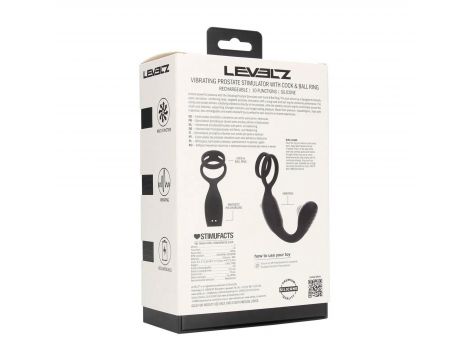 Wibrujący stymulator prostaty Levelz silikonowy z pierścieniem czarny - 3