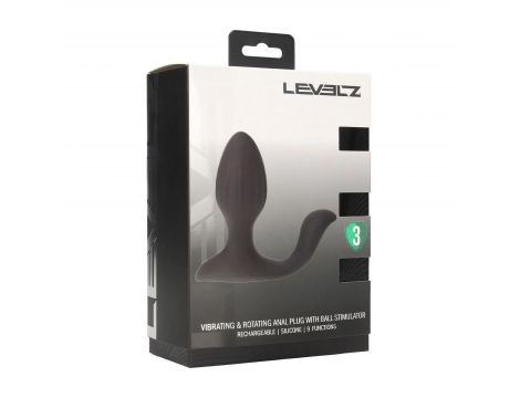 Korek analny wibrujący obrotowy z kulką Levelz silikonowy czarny 10,7cm - 2