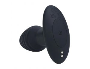 Korek analny Levelz wibrujący rotacyjny karbowany silikonowy czarny 12,5 cm