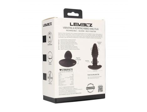 Korek analny Levelz wibrujący rotacyjny karbowany silikonowy czarny 12,5 cm - 4