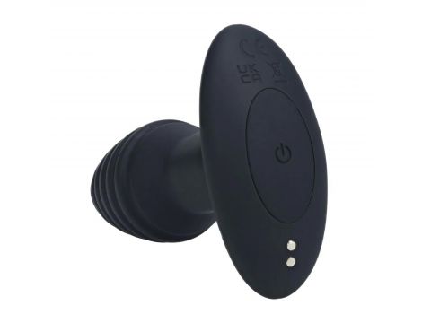 Korek analny Levelz wibrujący rotacyjny karbowany silikonowy czarny 12,5 cm