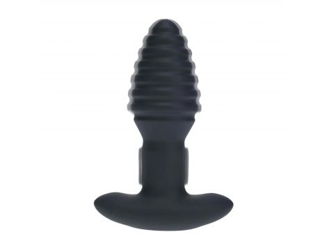 Korek analny Levelz wibrujący rotacyjny karbowany silikonowy czarny 12,5 cm - 2
