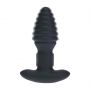 Korek analny Levelz wibrujący rotacyjny karbowany silikonowy czarny 12,5 cm - 3