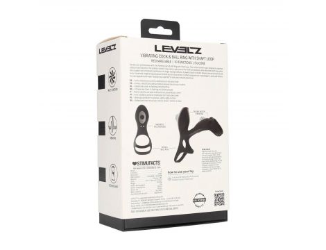 Wibrujący pierścień na penisa i jądra z pętlą Levelz silikonowy czarny 14cm - 4