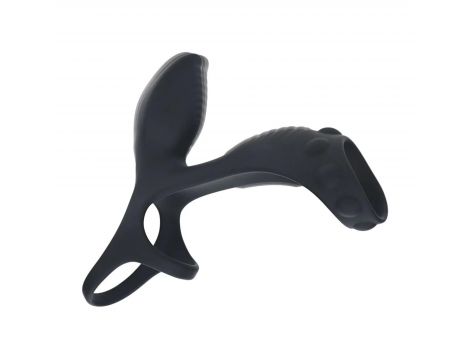 Wibrujący pierścień na penisa i jądra z pętlą Levelz silikonowy czarny 14cm - 5