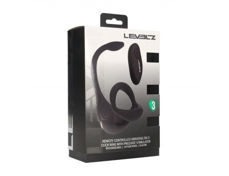 Pierścień wibrujący Levelz Tri O z pilotem silikonowy czarny 22,5 cm - 3