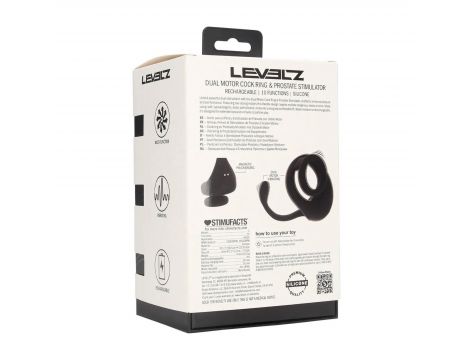 Dual Motor Silicone Cockring with Prostate Stimulator - Black