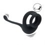 Dual Motor Silicone Cockring with Prostate Stimulator - Black - 4