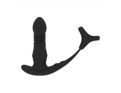 Wibrująco-Falujący Masażer Prostaty z Pierścieniem Tri O - Czarny - 2