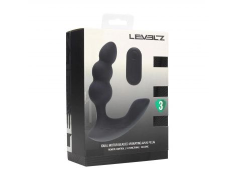 Korek analny wibrujący koralikowy Levelz zdalny czarny 14 cm USB - 4